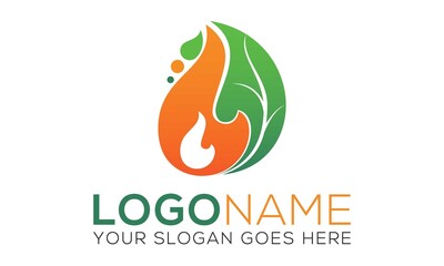 Eco Green Leaf Fire Logo Template Design