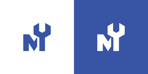 Unique and modern initial letter M  mechanical logo design