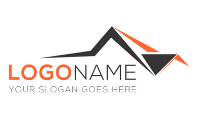 Black and Orange Color Abstract Home Roof Logo Design