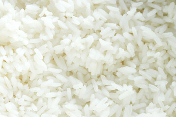 Boiled white rice as background.