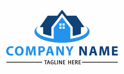 Blue Color Simple House Logo Design