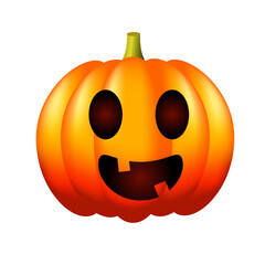 Carved halloween pumpkin with spooky face. Orange pumpkin with smile for your design for the holiday Halloween. Vector illustration.