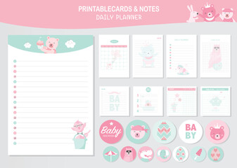 Set of animals and cute vector cards,bears,baby shower,printable,  tags,cards,templates,Notes, Stickers, Labels,Scrap booking, Congratulations, Invitations,Vector illustrations