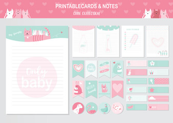 Set of animals and cute vector cards,bears,baby shower,printable,  tags,cards,templates,Notes, Stickers, Labels,Scrap booking, Congratulations, Invitations,Vector illustrations