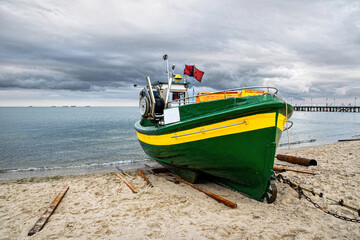 Naklejka na ściany i meble Fishing boat on the Baltic Sea