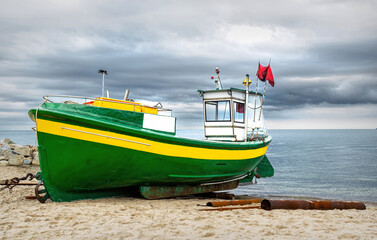Naklejka na ściany i meble Fishing boat on the Baltic Sea