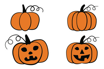 A set of pumpkins for Halloween. Vector illustration.
