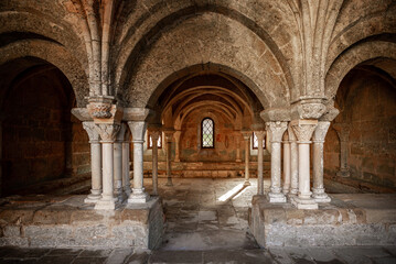The chapter-house of the cloister of the Frontfroide Abbey, France