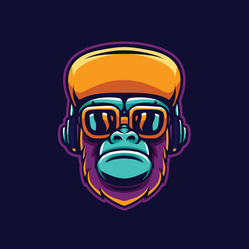DJ Monkey With Glasses and Hat Cartoon