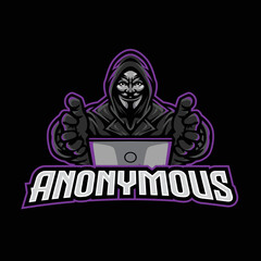 Anonymous Mask Hacker Mascot Logo