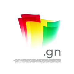 Guinea flag. Vector stylized design national poster on a white background. Guinean flag painted with abstract brush strokes with gn domain, place for text. State patriotic banner of guinea, cover