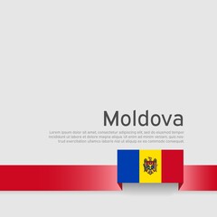 Moldova flag background. State patriotic moldavian banner, cover. Ribbon color flag of moldova on a white background. National poster. Business booklet. Vector tricolor design