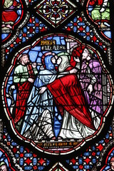 Stained glass in Notre Dame de Coutances cathedral : the Visitation