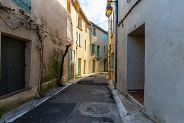 Fototapeta na wymiar Old street of the village of Gruissan, Southern France