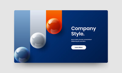 Geometric realistic spheres leaflet layout. Original company cover vector design concept.