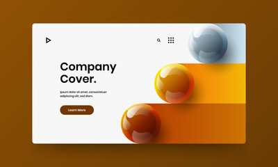 Geometric company identity design vector illustration. Abstract 3D spheres flyer template.