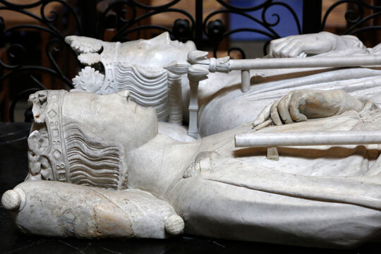 Basilica of St. Denis. Gisant (recumbent effigy tomb) of Philip III the bold 1245-1285, King of France from 1270 to 1285.