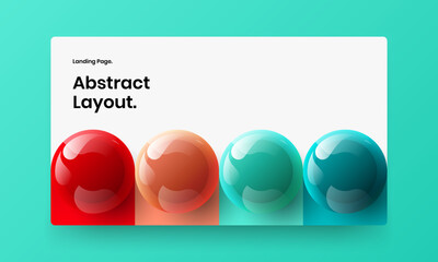 Fresh placard vector design concept. Colorful 3D spheres company cover layout.
