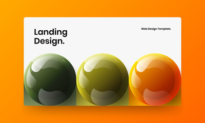 Creative 3D balls web banner template. Bright company brochure design vector illustration.