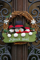 Christmas decoration on a door