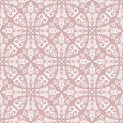 Orient classic pattern. Seamless abstract pink and white background with vintage elements. Orient background. Ornament for wallpaper and packaging
