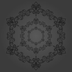 Elegant vintage ornament in classic style. Abstract traditional pattern with oriental elements. Classic vintage black round pattern