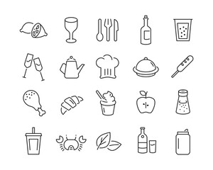 Restaurant Icons - Vector Line. Editable Stroke. 