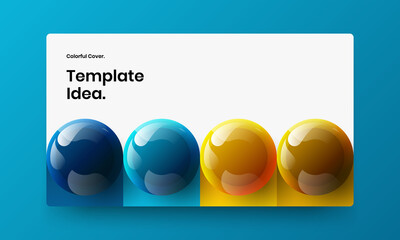 Original company brochure vector design template. Minimalistic realistic balls placard illustration.