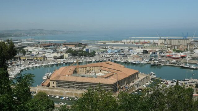 Ancona, Italy, aerial view of the Lazzaretto pentagonal building