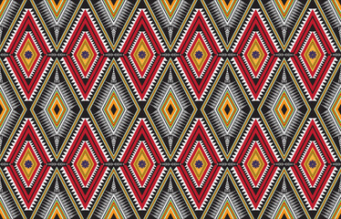 Oriental ethnic geometry ikat seamless pattern traditional design for background, rug, wallpaper, clothing, wrap, batik, cloth, embroidery style vector illustration.