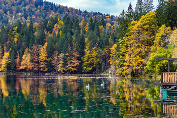 Picturesque lake Fusine