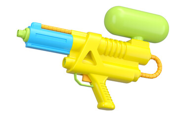 Plastic water gun toy for playing in the swimming pool isolated on white