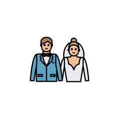 Fototapeta premium newlyweds line icon. Elements of wedding illustration icons. Signs, symbols can be used for web, logo, mobile app, UI, UX