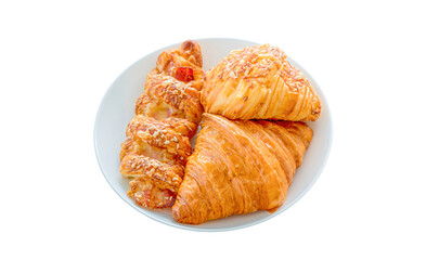 croissant in a white disk isolated