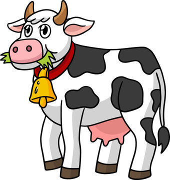 Cow Animal Cartoon Colored Clipart Illustration