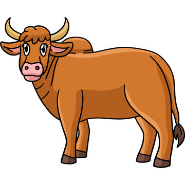 Ox Animal Cartoon Colored Clipart Illustration