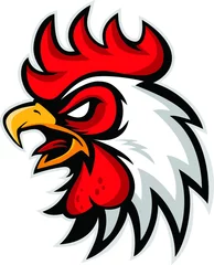 Foto op Plexiglas chicken Rooster head mascot logo isolated on white background © halimqdn