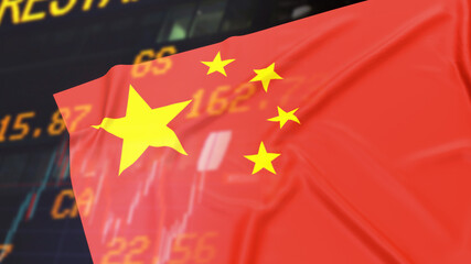 The Chinese flag and business background  3d rendering
