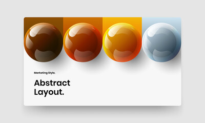 Trendy realistic balls pamphlet illustration. Creative site screen design vector layout.