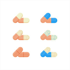 Pill flat icon isolated on white background. Vector illustration.	
