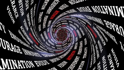 MOTIVATION Keywords on the Tunnel Walls, Animation, Background, Loop, 4k
