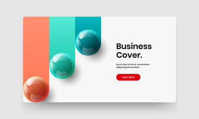 Bright poster design vector illustration. Minimalistic 3D balls leaflet concept.
