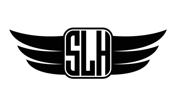 SLH three Letter wing minimalist creative concept icon eagle symbol professional logo design, Vector template
