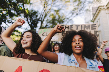 Young people taking action against climate change - obrazy, fototapety, plakaty