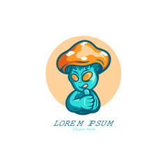 Alien Mushroom Character Logo