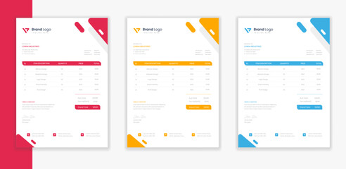 Corporate Colorful stationery invoice design collcection
