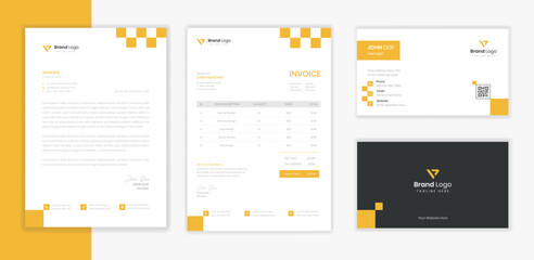 yellow geometry shape Corporate Stationery design set