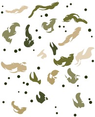 Seamless pattern with pastel colored shapes and dots. Tiling design