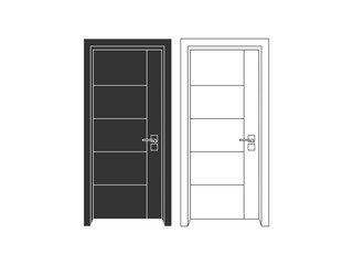 Modern wooden opened and closed door vector in different positions realistic set isolated illustration. Flat Door Vector Collection Pro Vector.  House door icon. Simple illustration of house door vect