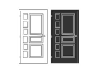 Modern wooden opened and closed door vector in different positions realistic set isolated illustration. Flat Door Vector Collection Pro Vector.  House door icon. Simple illustration of house door vect